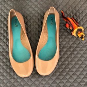 Shiny Ballet Flats. Rubbery type material